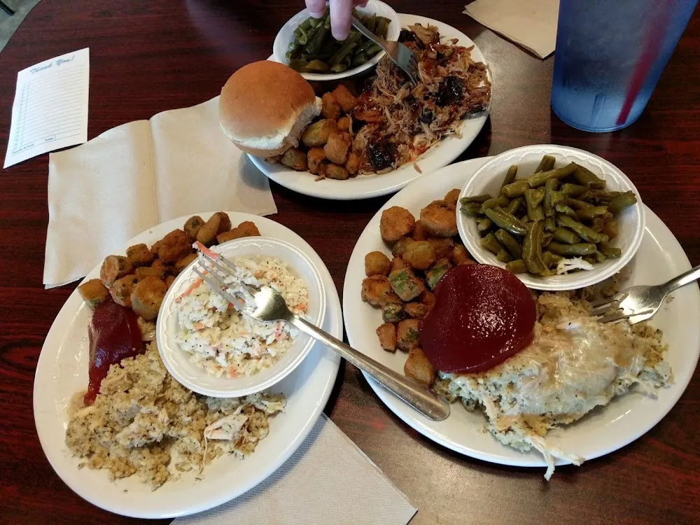 Chicken Dressing and Pulled Pork